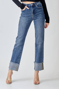 Risen - High Rise Straight Relaxed Cuffed Jeans
