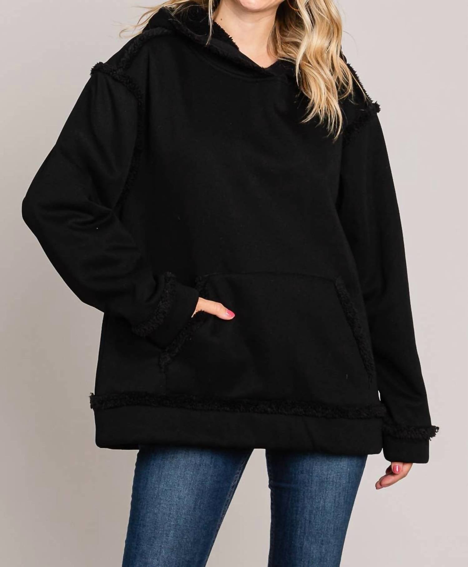 Cotton Bleu - Casual Faux Fur Lined Hoodie
