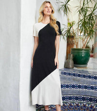 Karen Kane - Short Sleeve Contrast Midi Dress