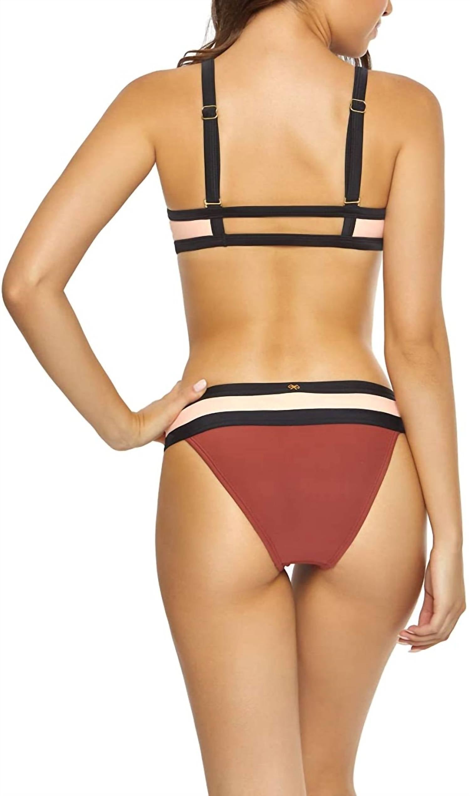 Papaya Colorblock Removable Pads Keyhole Halter Bikini Top