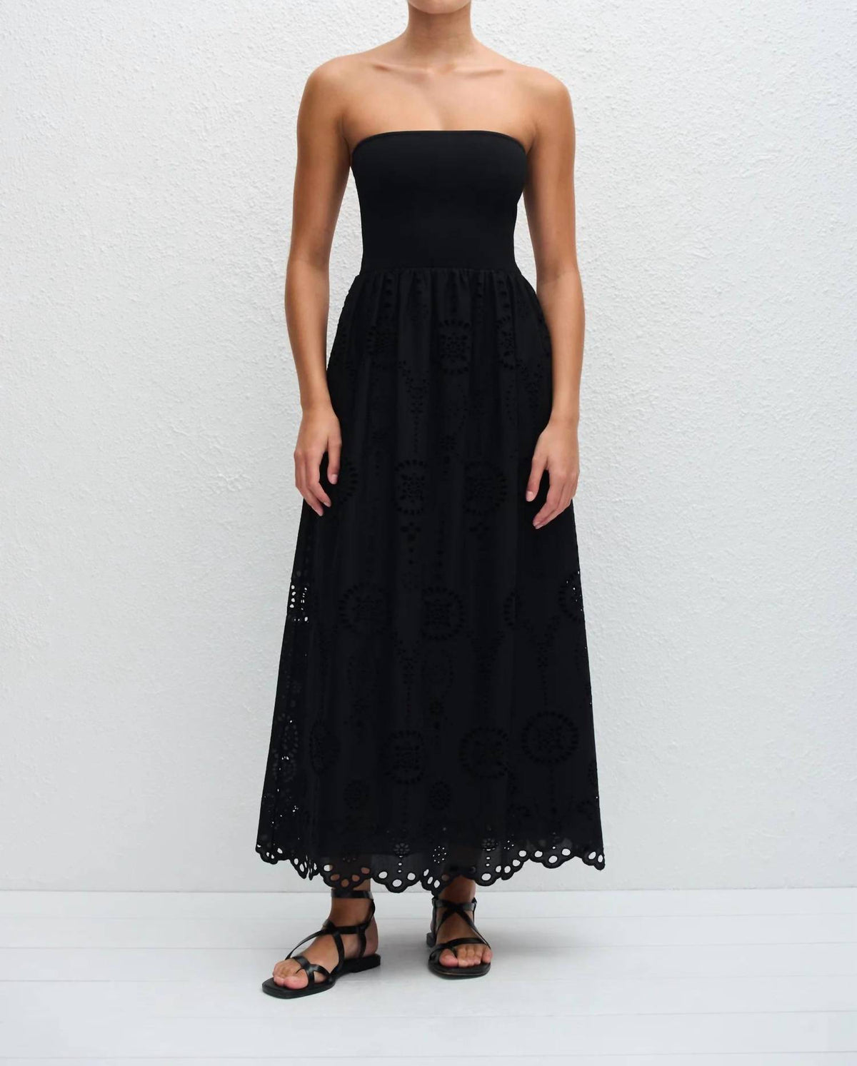 Matteau - Strapless Knit And Broderie Dress