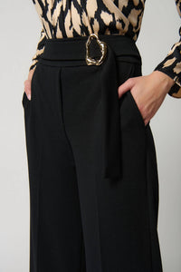 Joseph Ribkoff Solid Belted Wide Leg Pant in black - women's pants - alternate view