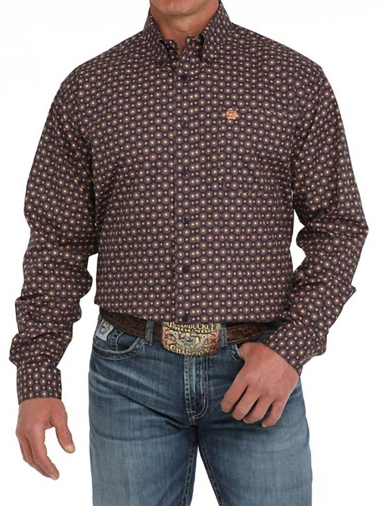 CINCH Men's Print Classic Button Down Shirt in purple - men's shirt
