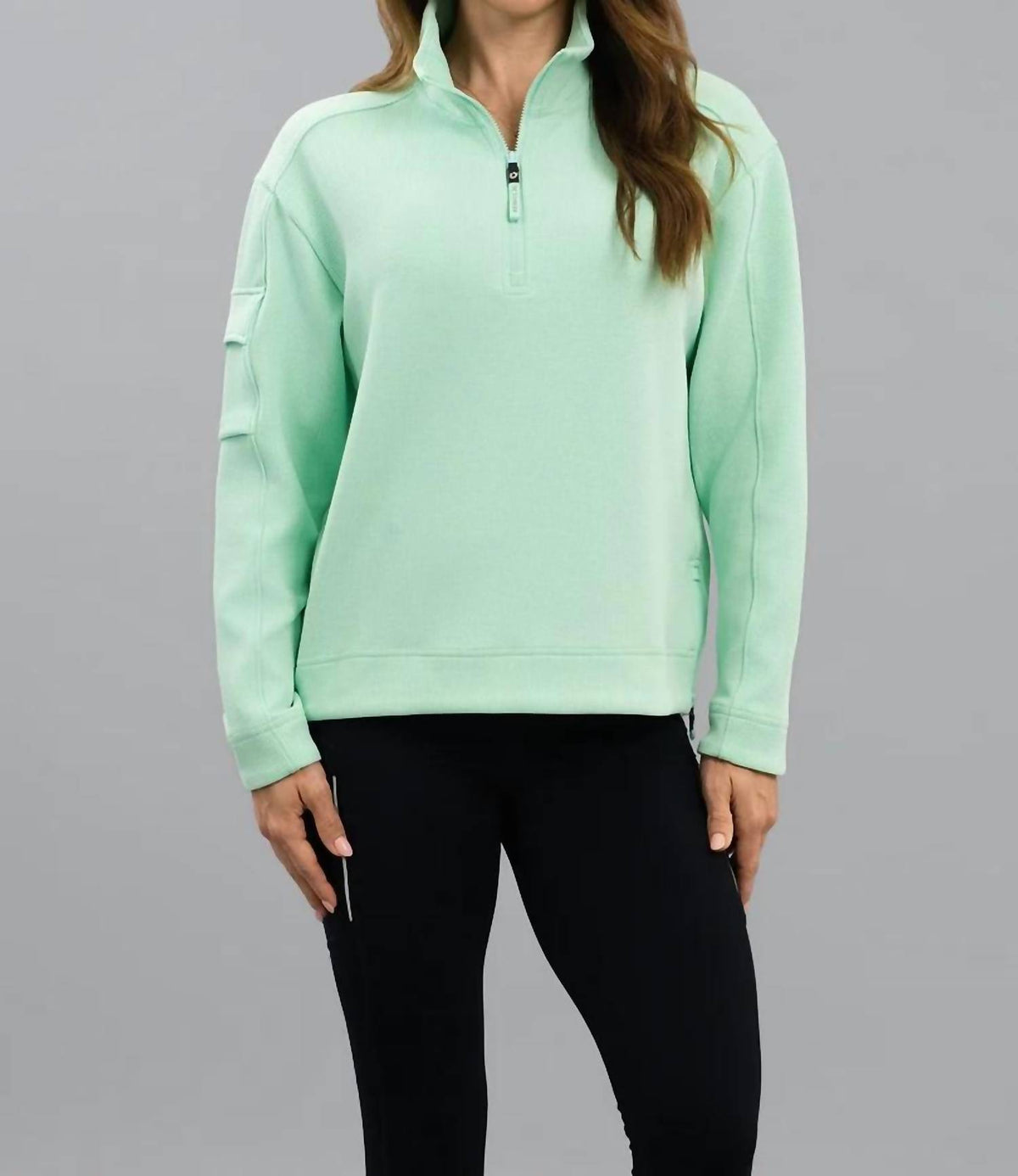 Ibkul - Waffle Knit 1/4 Zip Pullover Sweatshirt