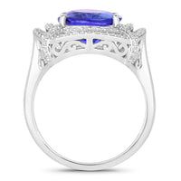 Diana M Jewels Women's Oval Natural Tanzanite Fashion Ring (5.17 Ct) - Elegant in 14k white gold - women's jewelry - detail view