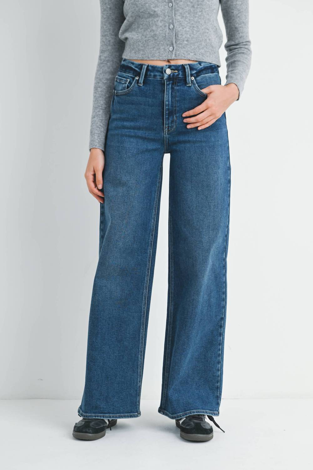 JBD. High Rise Palazzo Wide Leg Jeans in dark wash - women's jeans - view 4