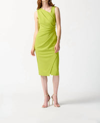 Joseph Ribkoff One-shoulder Ruched Sheath Dress in key lime - women's dress - alternate view