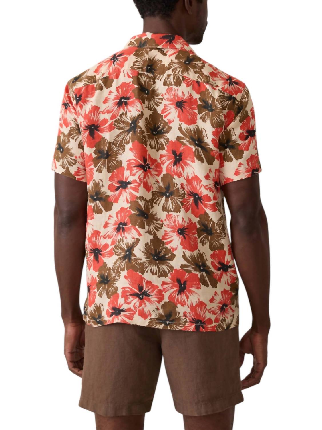 Faherty Short Sleeve Reserve Basque Camp Shirt in wildwood poppy - men's shirt - view 4