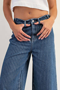 Ee:Some - Harbor Stripe Wide Leg Jeans