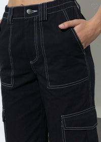 Papermoon - Noire Straight Leg Cargo Pants