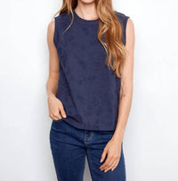 Charlie B - Embroidered Sleeveless Cotton Top