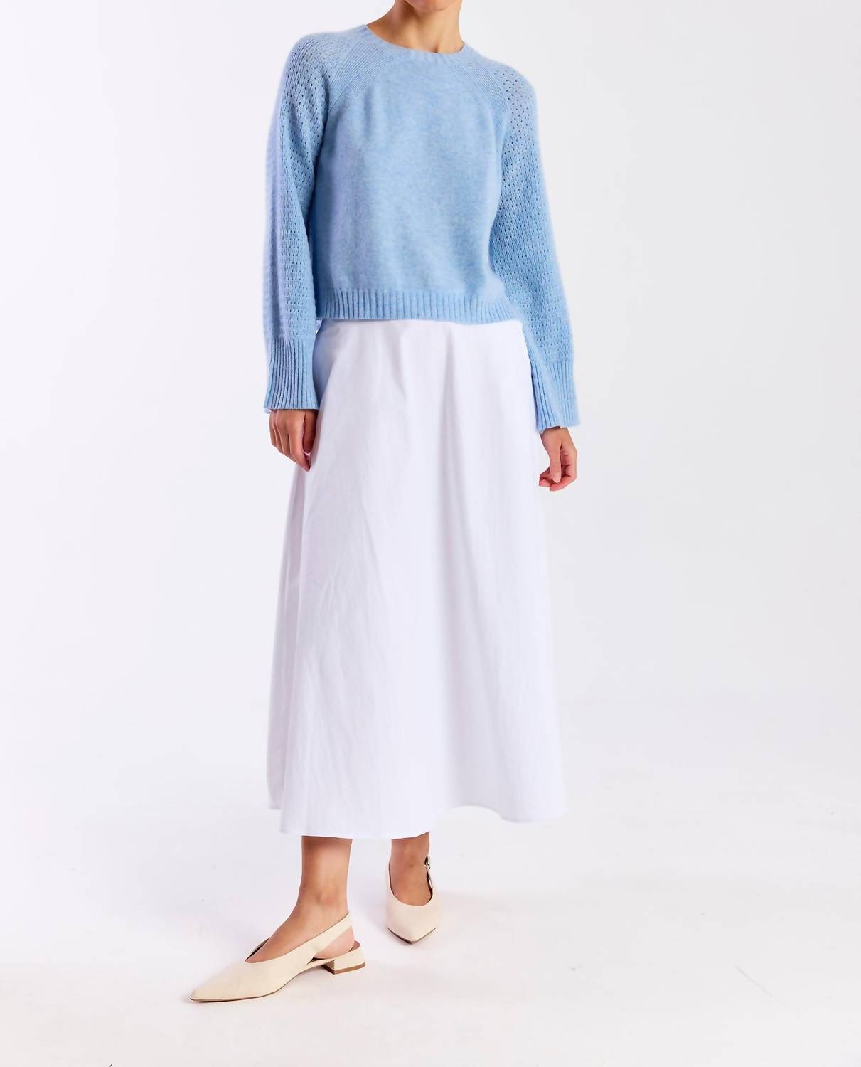Brodie Cashmere - Natalie Pointelle Crewneck Top