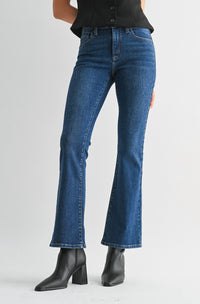JUST USA Maya Mid Rise Bootcut Jeans in dark denim - women's jeans