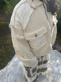 Pol - Relaxed Fit Denim Jacket With Quilting And Lace Accents