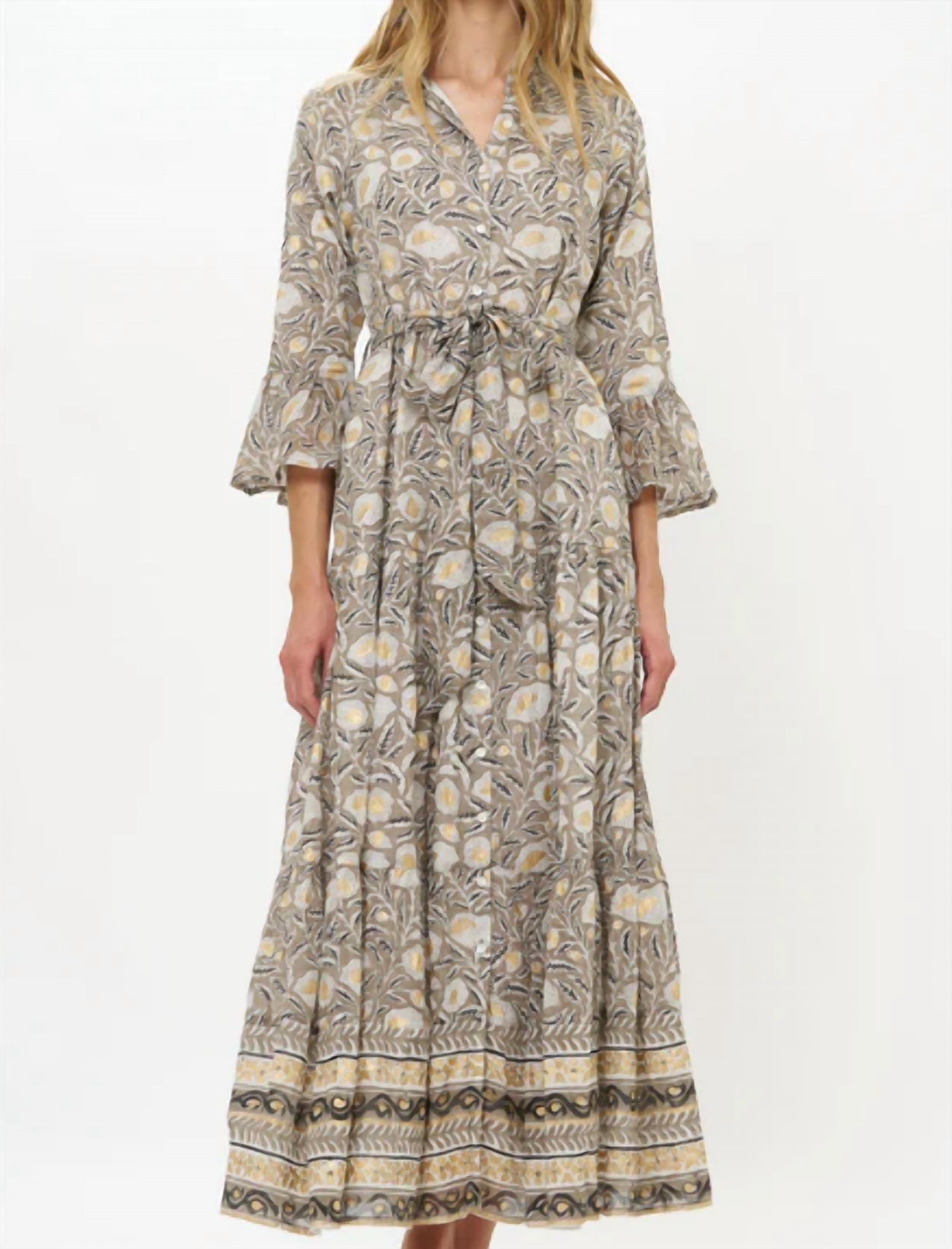 Oliphant - Birch Ruffle Collar Bell Maxi Dress