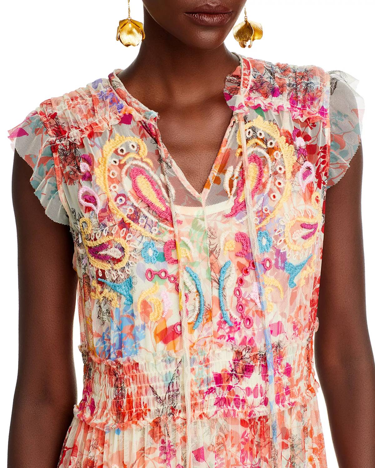 Johnny Was - Mazzy Tie Sleeveless Maxi Dress