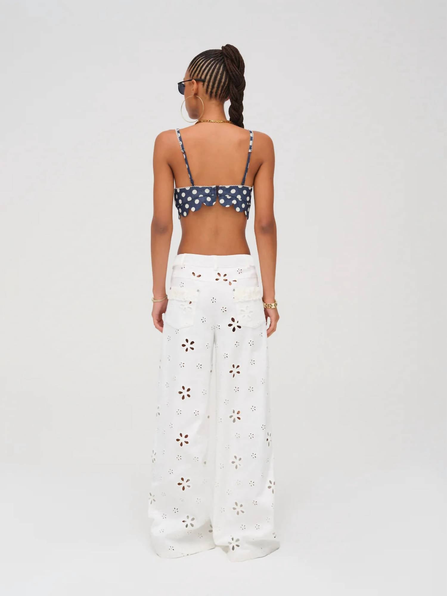 Lil Lemons By For Love And Lemons - Daisy Eyelet Baggy Jeans