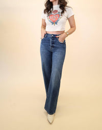 PISTOLA Tate High Rise Bowed Wide Leg Jeans in fulton 1 - women's jeans