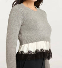 cinq a sept Zyla Pullover Sweater in heather grey ivory black - women's sweater - view 5