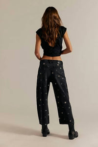 Free People - Deep Trance Shine Embroidered Dropped Boyfriend Jeans