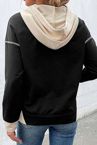 Legend Or Lies - Contrast Seam Color Block Hooded Sweatshirt
