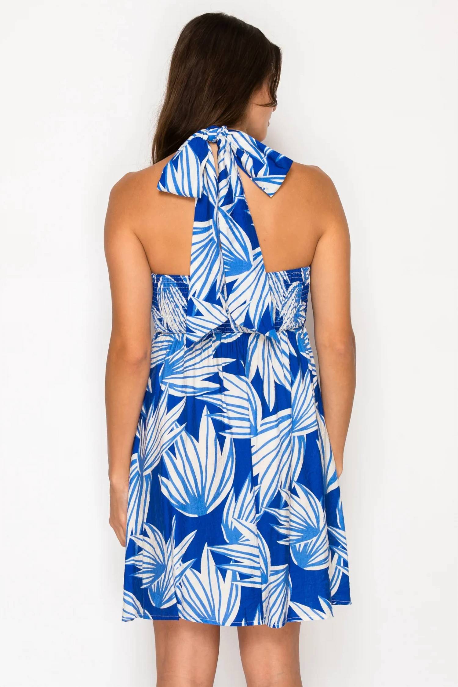 Meet Me In Santorini - Halter Short Dress