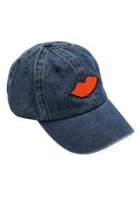 Clare V. - Denim Lips Patch Baseball Hat