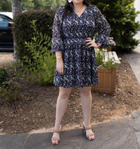 Skies Are Blue - Floral Print V-neck Mini Dress