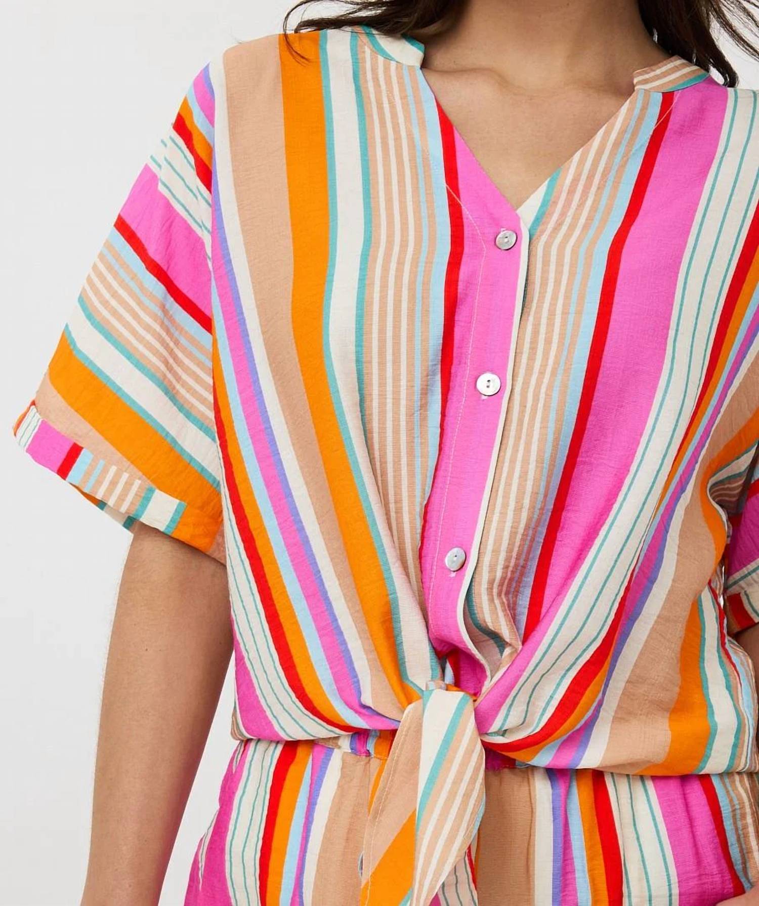 Esqualo - Birit Knot Striped Blouse