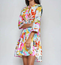 Vilagallo - ANGELA Aquarela Print Short Dress