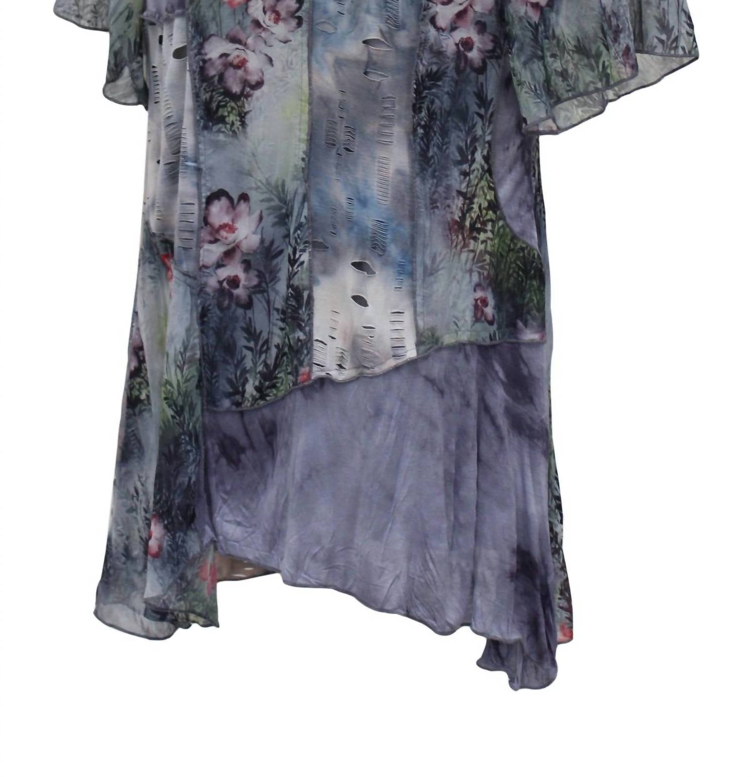 Lv Collection - Floral Asymmetrical Hem Top