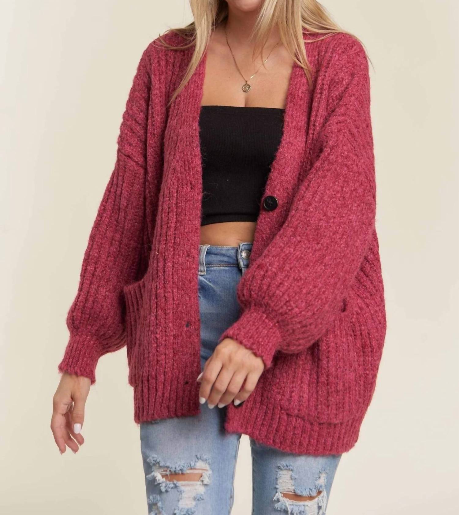 Madelyn - Pretty Chunky-knit Sweater Cardigan