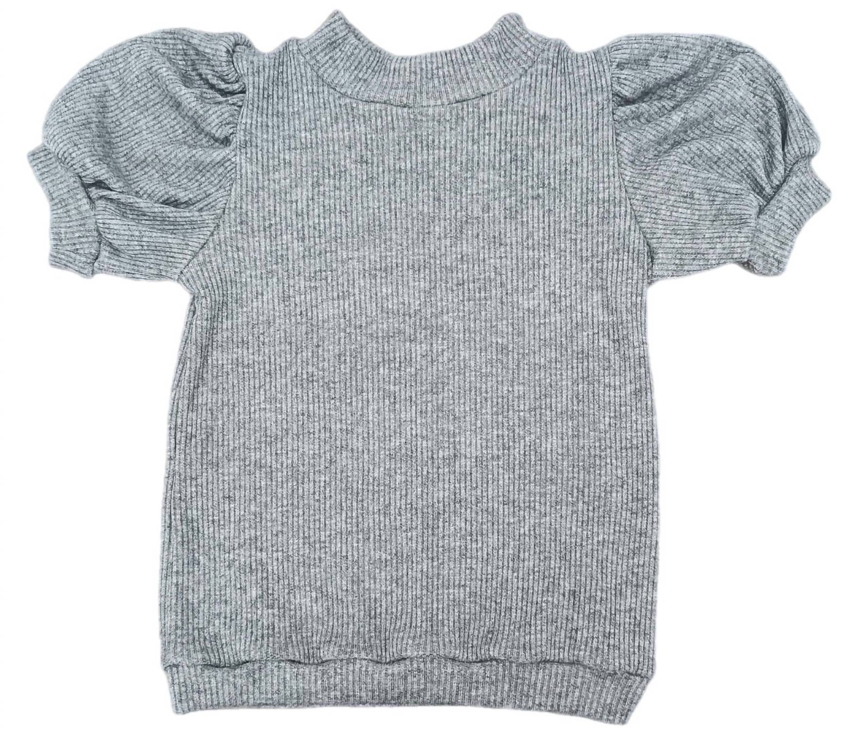 Be Elizabeth - Girl's Ribbed Sparkle Puff Sleeve Top