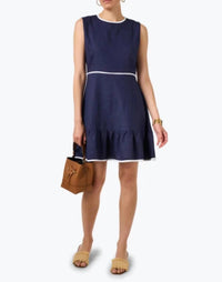 SAIL to SABLE Ruffle Hem Dress in navy - women's dress