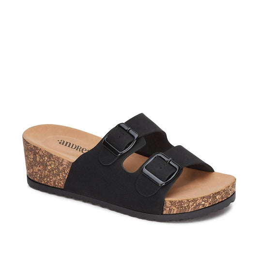 Andrea - Women's Comfort Footbed Wedge Double Buckle Sandal