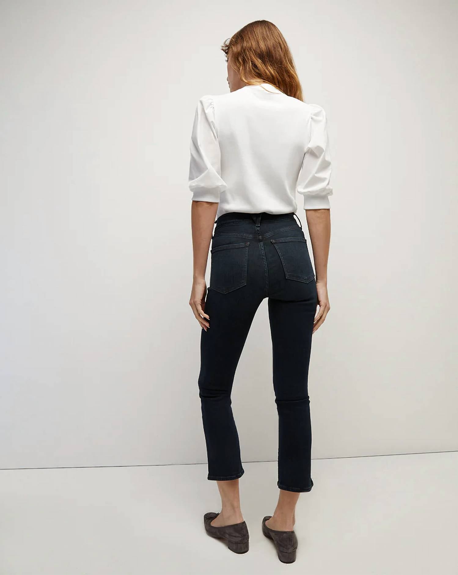 Veronica Beard Pre-loved Carly Kick Flare Jean in dark ink - women's jeans - alternate view
