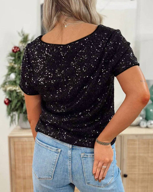 Pretty Bash - Sequin Short Sleeve Top