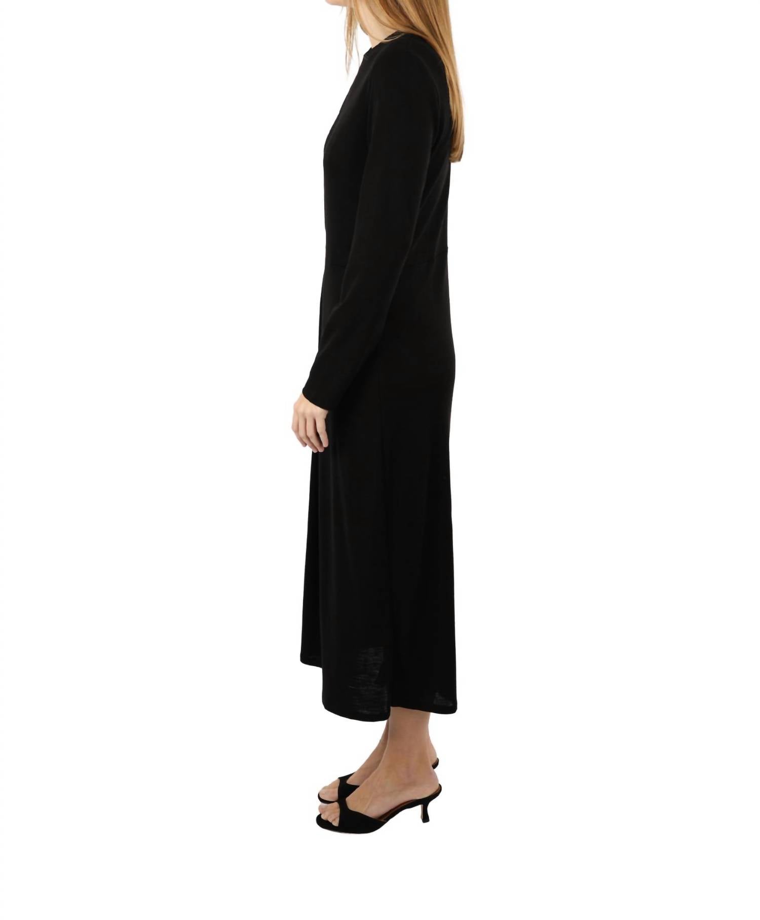 Vince Side Draped Long Sleeve Dress in black - women's dress - alternate view