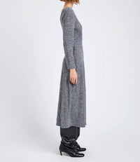 Proenza Schouler White Label Sai Wool Jersey Midi Dress in grey melange - women's dress - detail view