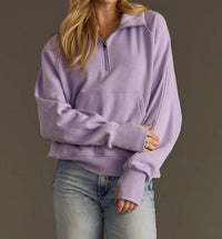 Panache Apparel Quarter Zip Sweatshirt in lavender - women's top