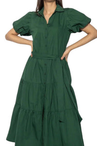 Maude Clara Tiered Maxi Dress in green - women's dress - detail view