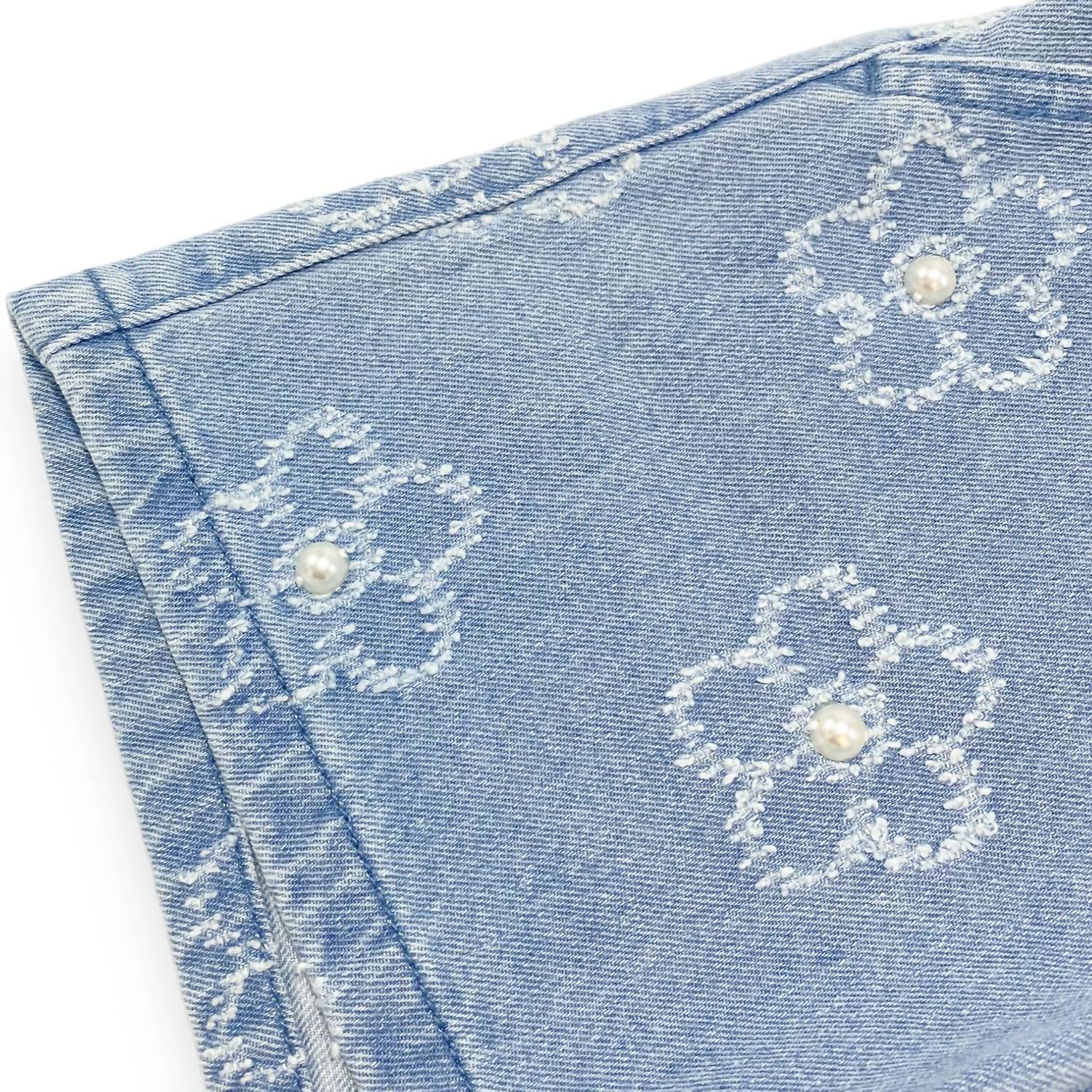 doe a dear Girl's Floral Shorts in denim - kids' shorts - view 4