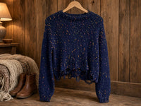 Sweet Generis - Women's Chenille Distressed Crop Sweater
