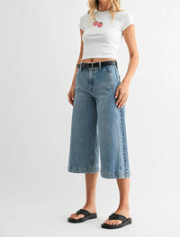 Just Panmaco Inc. - Capri Mid Rise Wide Leg Jeans