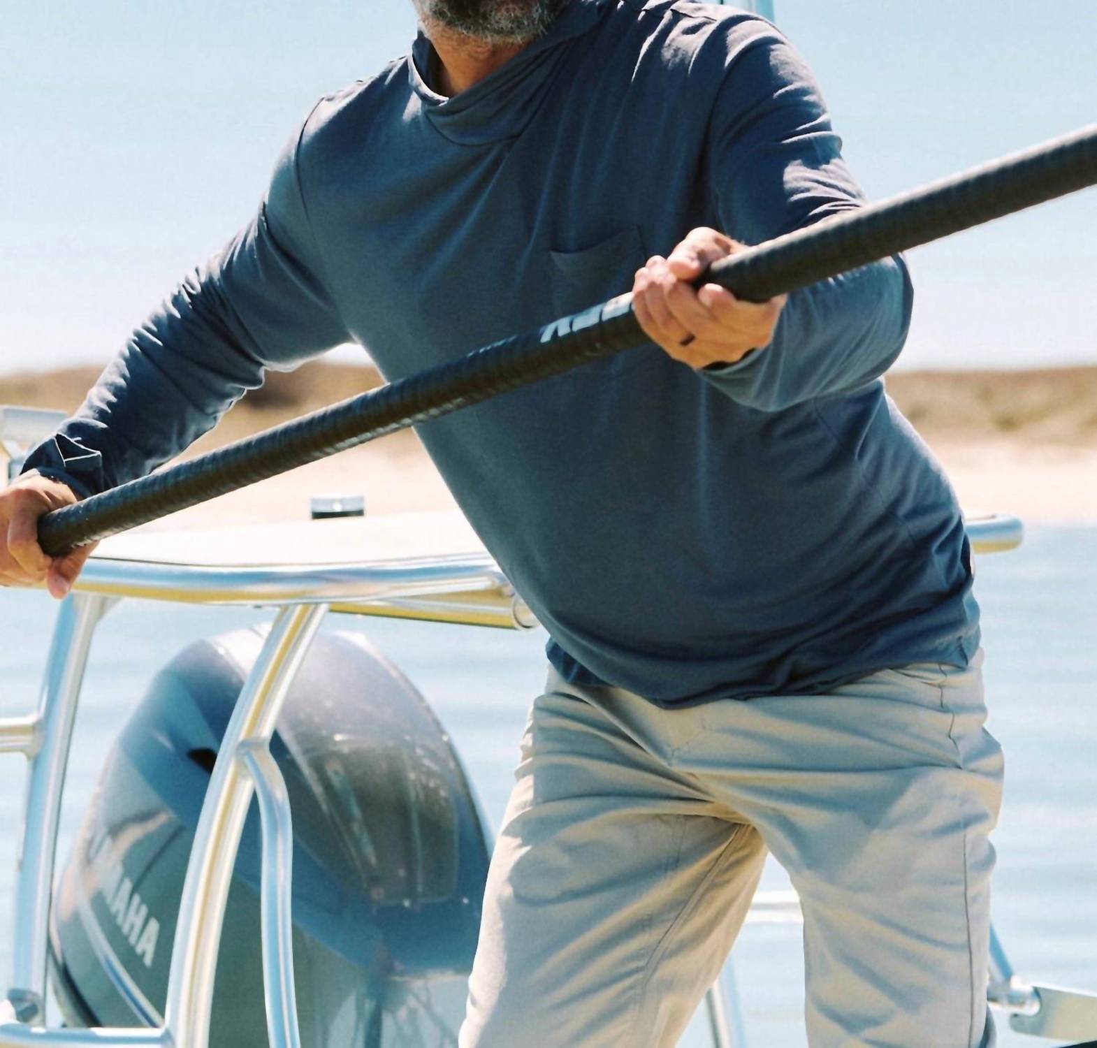 FREE FLY Bamboo Lightweight Hoodie in storm cloud - men's shirt - alternate view