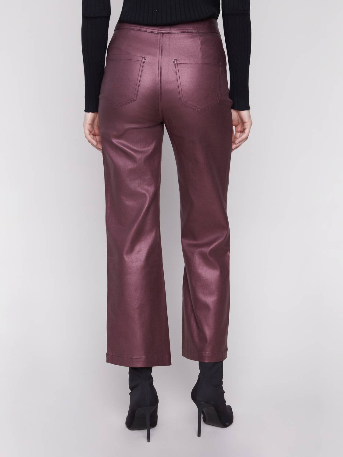 Charlie B - Metallic Wax Twill Flare Leg Pants