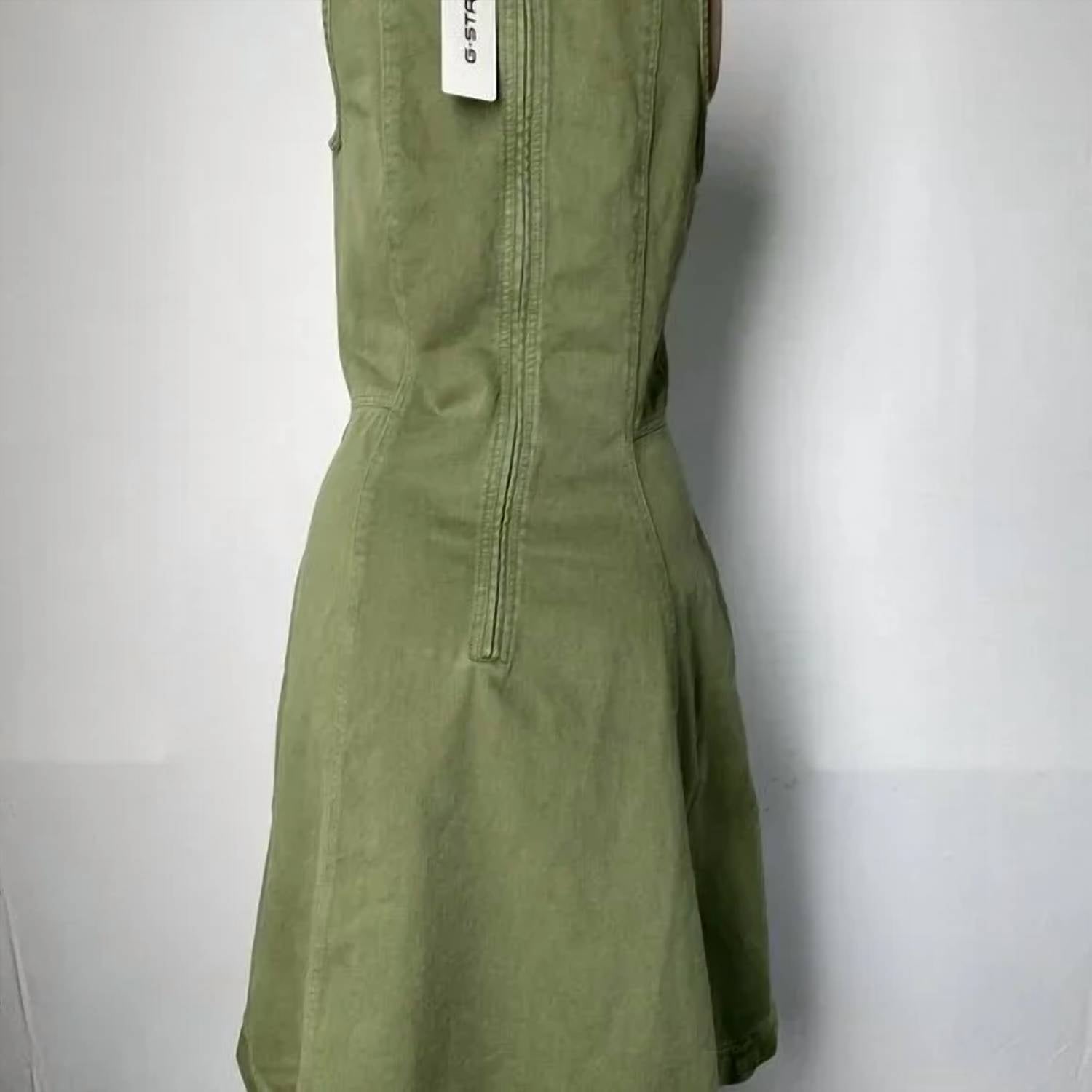 G-Star Women’s Short Corset Flare Twill Denim Mini Dress in green - women's dress - alternate view