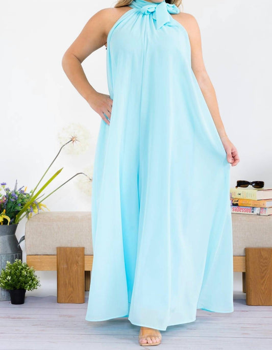 Karen T Design - Solid Color Halter Jumpsuit