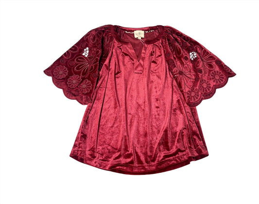 Umgee - Velvet Embroidered Sleeve Top