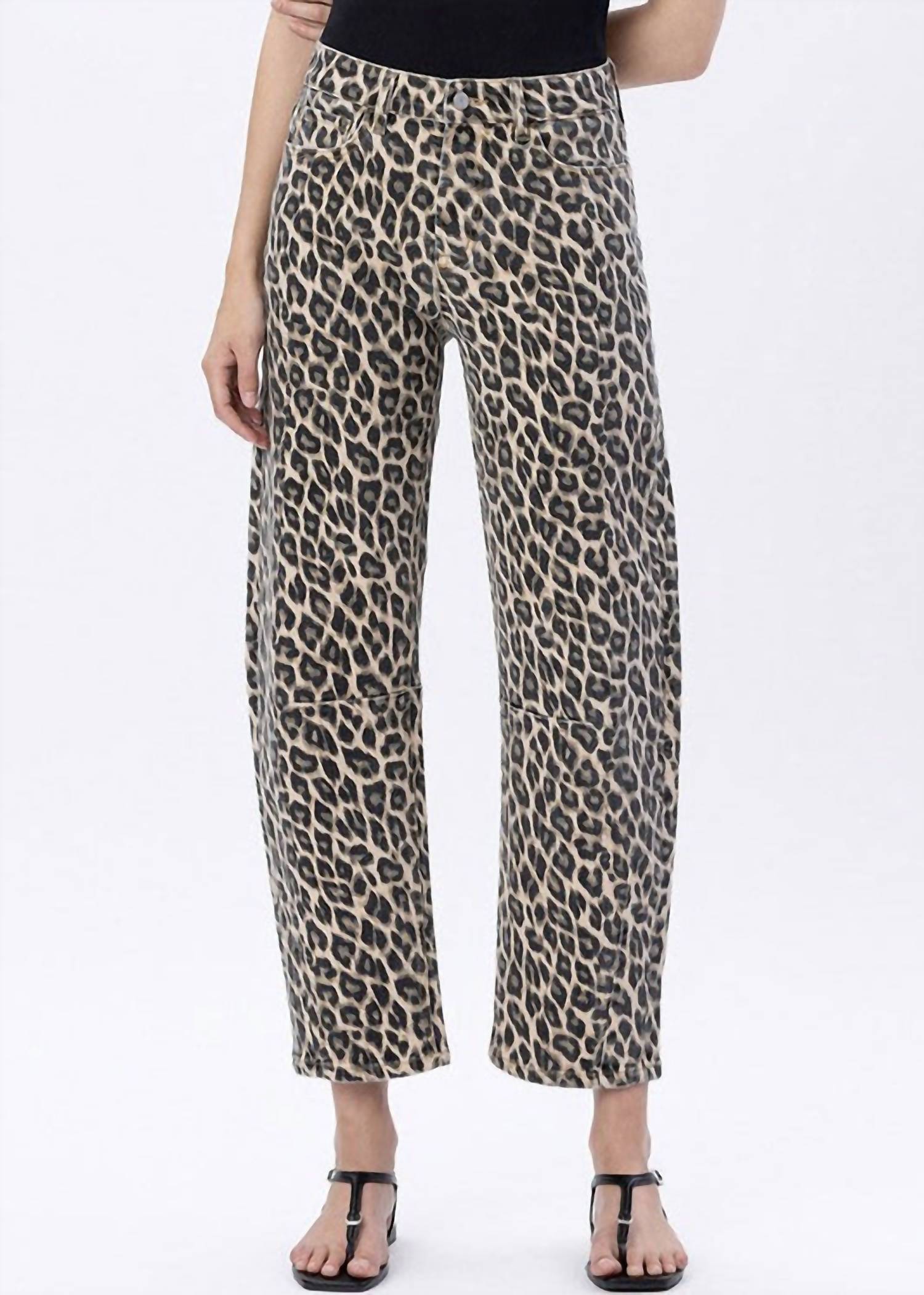 Vervet By Flying Monkey - Wild Ambitions High Rise Leopard Print Barrel Jeans